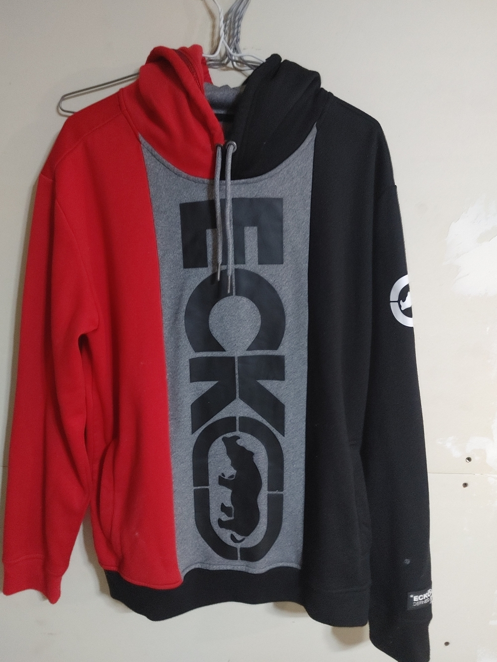 Ecko Unlimited Men's Colorblock Hoodie - Red, Gray & Black